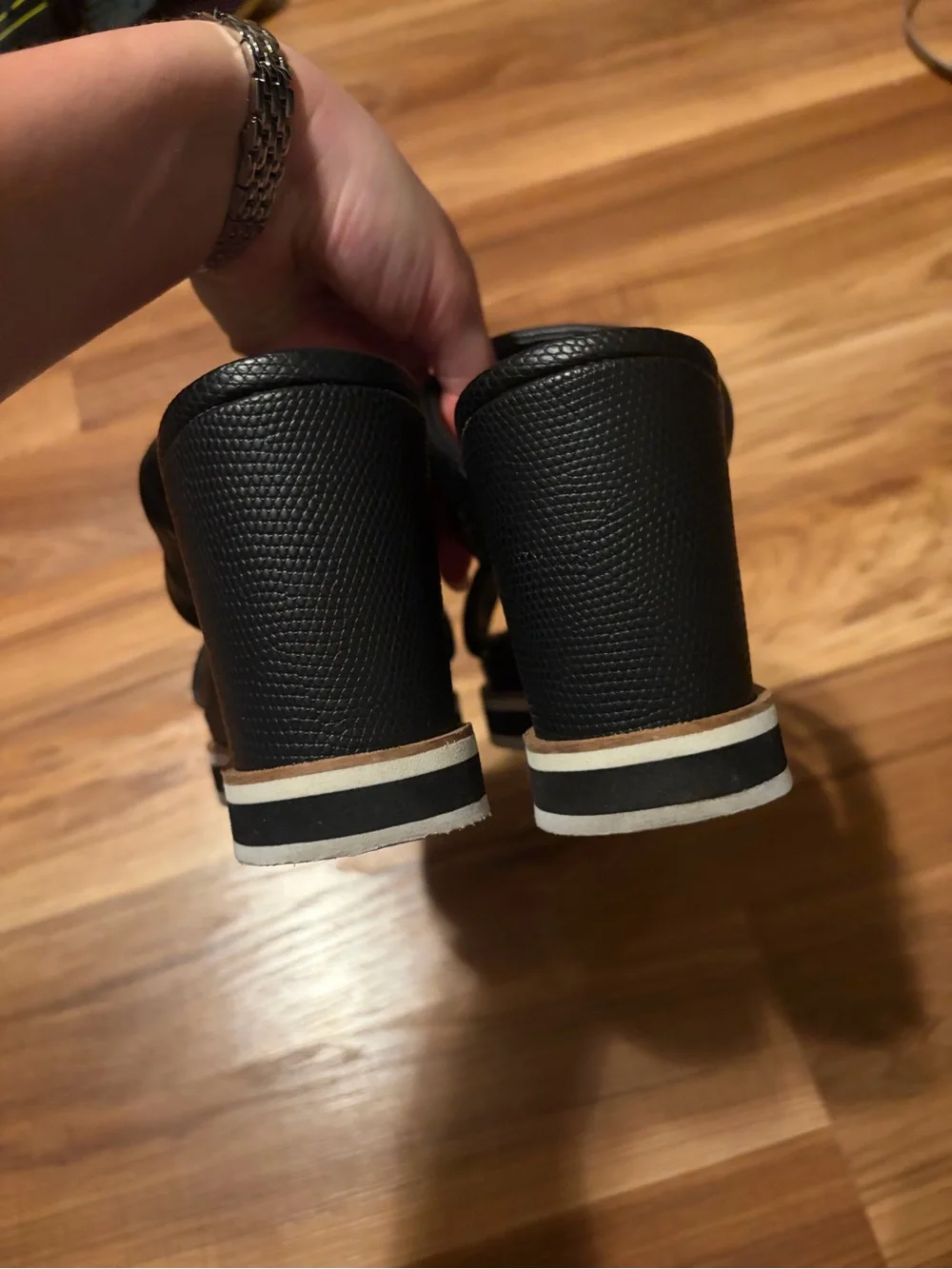 Dolce Vita Black Wedge Slide Sandals